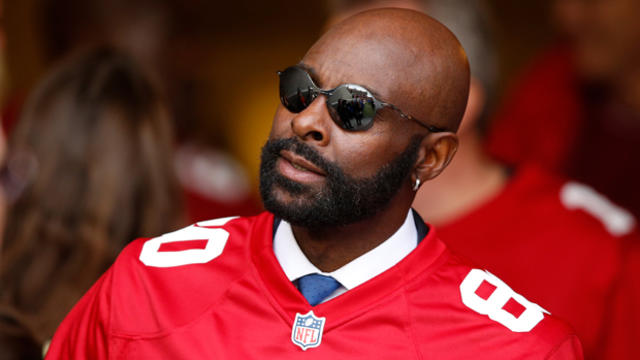 Former San Francisco 49ers player Jerry Rice is seen during a ceremony honoring the 1981-82 team at halftime of the NFL game between the San Francisco 49ers and the Cincinnati Bengals at Levi's Stadium on Dec. 20, 2015, in Santa Clara, California. 