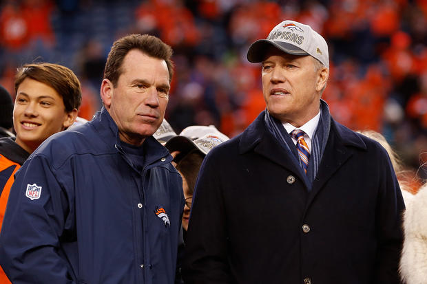 Head coach Gary Kubiak and General Manager and Executive Vice President of Football Operation for the Denver Broncos John Elway 