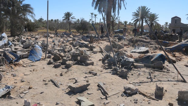 A view shows damage at the scene after an airstrike by U.S. warplanes against the Islamic State of Iraq and Syria in Sabratha, Libya, Feb. 19, 2016. 