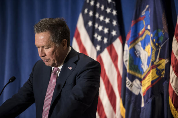 Presidential Candidate John Kasich Holds News Conference In New York 