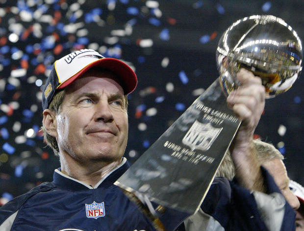 Bill Belichick with the Lombardi Trophy 