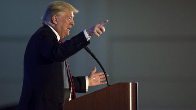 Republican presidential candidate Donald Trump addresses the California Republican Party Convention on April 29, 2016, in Burlingame, California. 