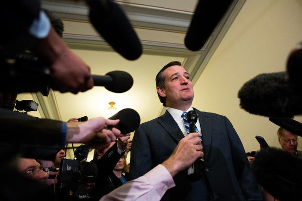 Sen. Ted Cruz, R-Texas, speaks to the media as he returns to his office at the U.S. Capitol May 10, 2016, in Washington. 