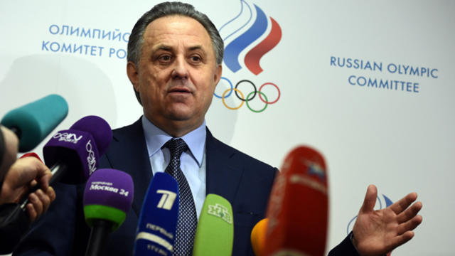 Russia's Sports Minister Vitaly Mutko addresses the media in Moscow on Jan. 16, 2016. 
