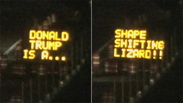 Trump Is Lizard - TxDOT Sign 