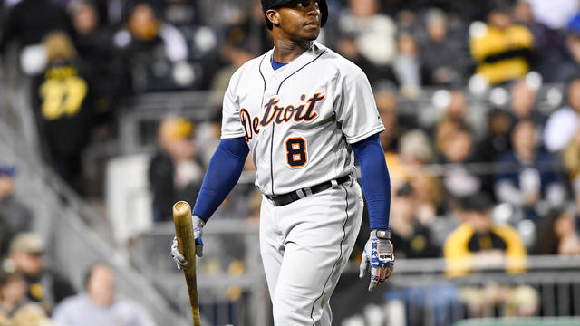 21 APRIL 2015: New York Yankees center fielder Jacoby Ellsbury (22) is seen  in the dugout during a regular season game between the New York Yankees and  the Detroit Tigers played at