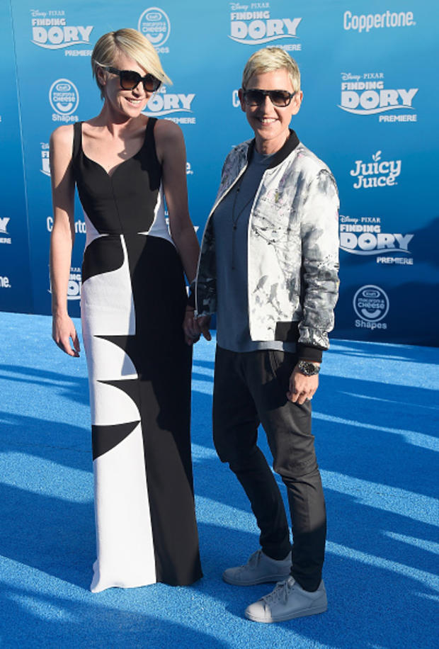 Actresses Portia de Rossi and Ellen DeGeneres 