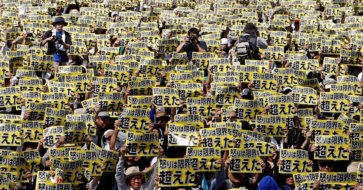 With renewed fury, Japanese protest U.S. military presence in Okinawa - CBS News