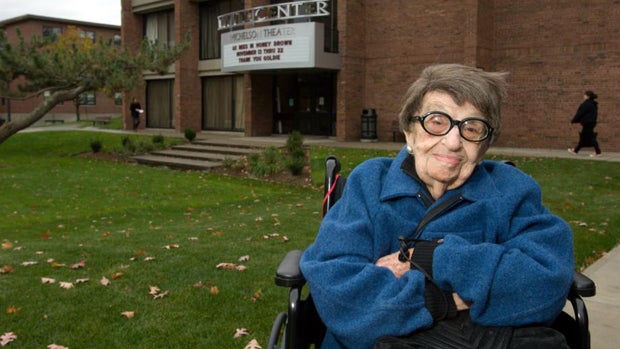 ​Goldie Michelson is seen in this 2008 photo at Clark University in Worcester, Massachusetts.​ 