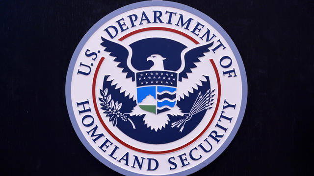 The seal of the Department of Homeland Security is seen on a podium where Homeland Security Secretary Jeh Johnson spoke at a press conference at the U.S. Citizenship and Immigration Services headquarters on Feb. 23, 2015, in Washington. 