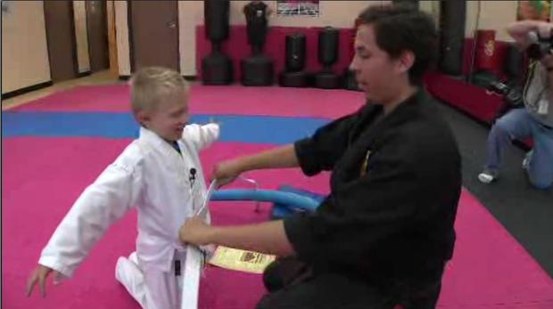 Liam Brenes Gets Karate Belt 
