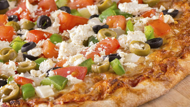 Greek Pizza, veggie pizza, vegetarian 