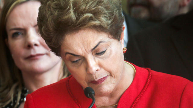 Impeached President Dilma Rousseff delivers her farewell address in Alvorado Palace on Aug. 31, 2016, in Brasilia, Brazil. 