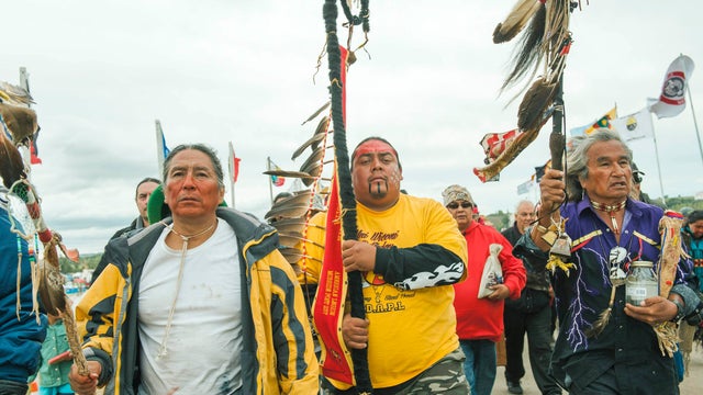 Protesters demonstrate against the Energy Transfer Partners’ Dakota Access oil pipeline near the Standing Rock Sioux reservation in Cannon Ball, North Dakota, Sept. 9, 2016. 
