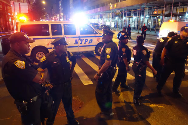 Police block a road after an explosion in New York on Sept. 17, 2016. An explosion in New York’s Chelsea neighborhood injured multiple people, police said. 