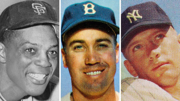Willie Mays, Duke Snider and Mickey Mantle (public domain) 