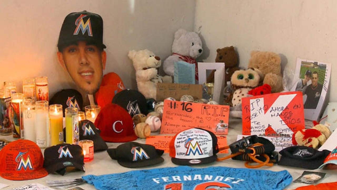 Mourners attend the funeral for Miami Marlins pitcher Jose