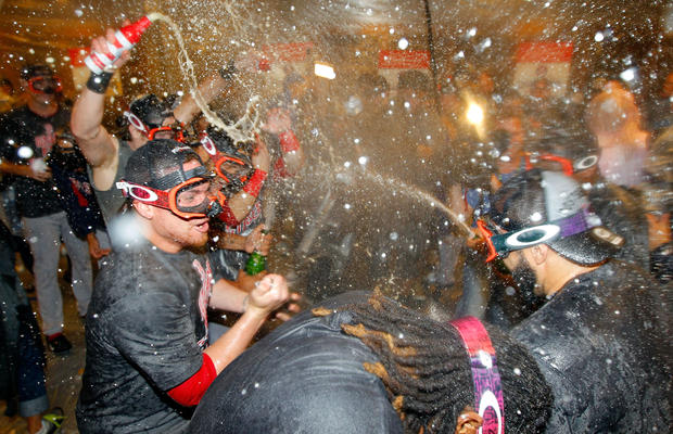 AL East championship champagne celebration - Boston Red Sox v New York Yankees 