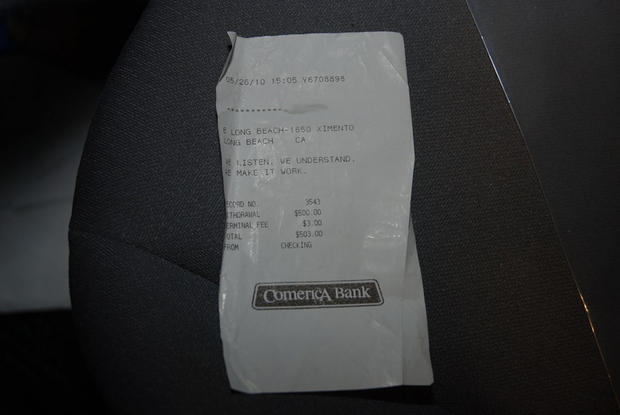 Sam Herr ATM withdrawlm receipt 