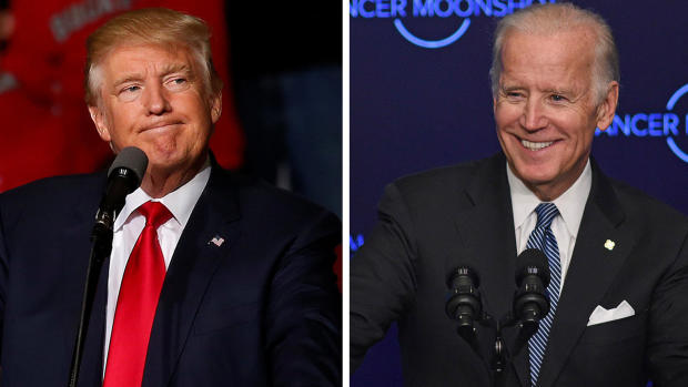 Then-GOP presidential nominee Donald Trump and Vice President Joe Biden are seen in this photo combination from 2016. 
