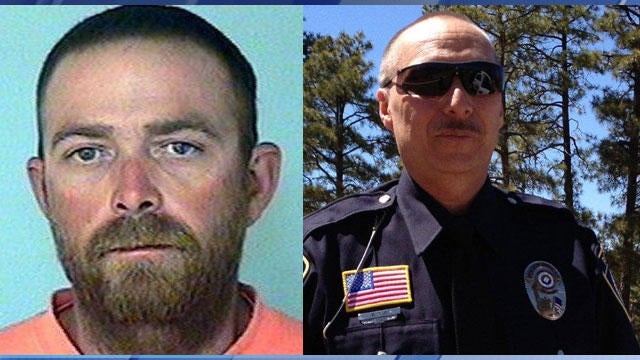 Daniel Erickson, left, and Officer Darrin Reed of the Show Low Police Department in Arizona are seen in photos provided to CBS Phoenix affiliate KPHO-TV. 