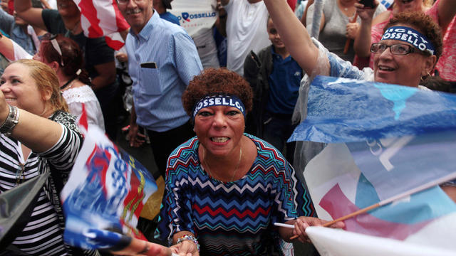 Supporters of the New Progressive Party celebrate after the country’s gubernatorial election in San Juan, Puerto Rico, Nov. 8, 2016. 