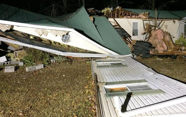 Storm damage is seen in the Arley area of Winston County, Ala., Nov. 29, 2016. 