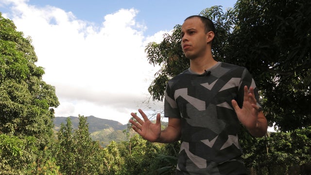Bryan Santiago speaks about his brother Esteban, a man accused of shooting five people at a Florida airport, in Penuelas, Puerto Rico, Jan. 7, 2017. 