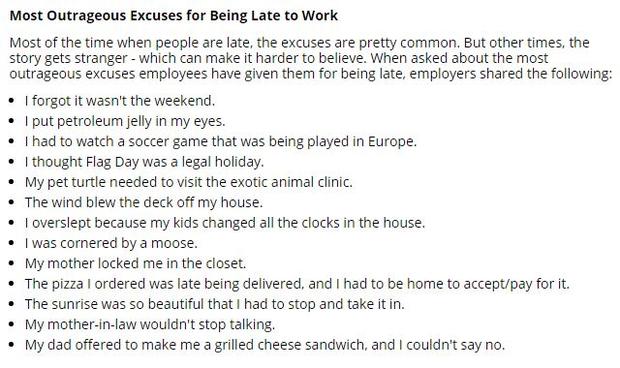 Late excuses 