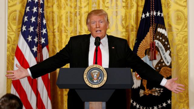 President Trump speaks during a news conference at the White House in Washington Feb. 16, 2017. 