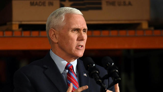 Vice President Mike Pence speaks about the American Health Care Act during a visit to the Harshaw-Trane Parts and Distribution Center in Louisville, Kentucky, March 11, 2017. 