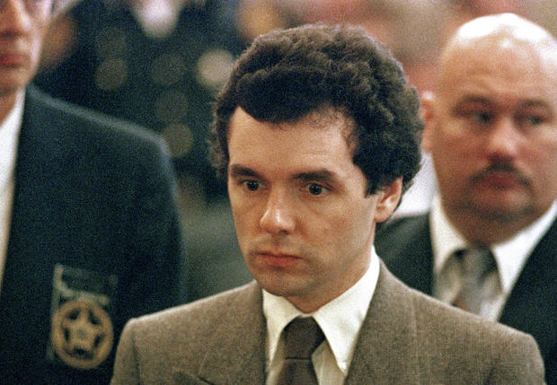 Serial killer Donald Harvey stands before a judge during sentencing in Cincinnati in September 1987. 