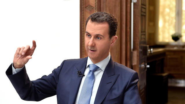 Syria’s President Bashar al-Assad speaks during an interview with Croatian newspaper Vecernji List in Damascus, Syria, in this handout picture provided by SANA on April 6, 2017. 