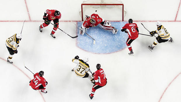 Pastrnak, Marchand, Bergeron - Boston Bruins v Ottawa Senators - Game Five 