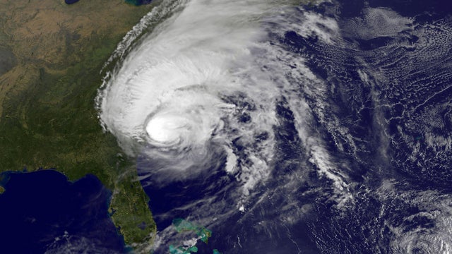 Hurricane Matthew is pictured along the southeastern U.S. coast by NOAA's GOES-East satellite at 7:45 a.m. EDT on Oct. 8, 2016. 