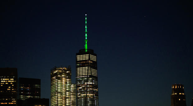 NYC's One World Trade Illuminated In Green In Support Of Paris Climate Accord 