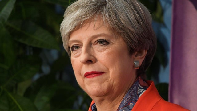 Britain's Prime Minister Theresa May speaks to faith leaders in Finsbury Park Mosque, near the scene of an attack in London, Britain, June 19, 2017. 