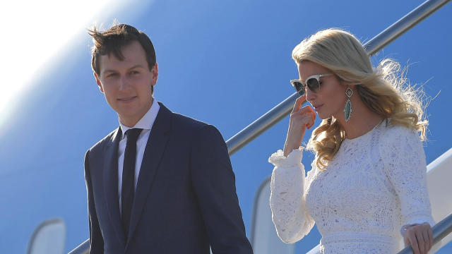 Ivanka Trump, daughter and adviser to President Trump, and her husband Jared Kushner, a senior adviser to the president, step off Air Force One upon arrival at Rome's Fiumicino Airport on May 23, 2017. 