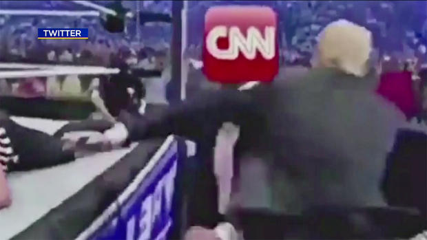 Mock Video of Donald Trump Smacking Down "CNN" at Wrestling Match 