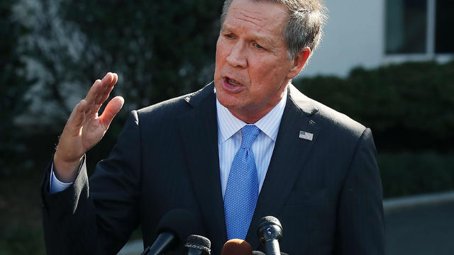 Ohio Governor John Kasich Speaks To Press After Meeting With President Trump At The White House 