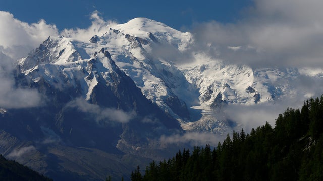 The Mont-Blanc mountain and summit are seen from Emosson 
