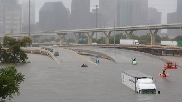 Submerged freeways from the effects of Hurricane Harvey are seen during widespread flooding in Houston 