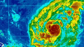 Irma is seen off the west coast of Africa in this infrared satellite image captured at 11 a.m. ET on Aug. 31, 2017. 