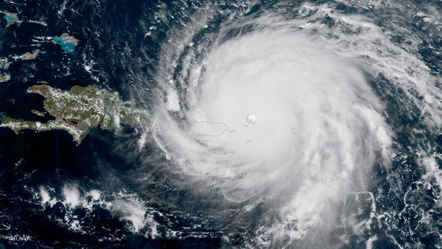 NOAA National Weather Service National Hurricane Center image of Hurricane Irma approaching Puerto Rico 