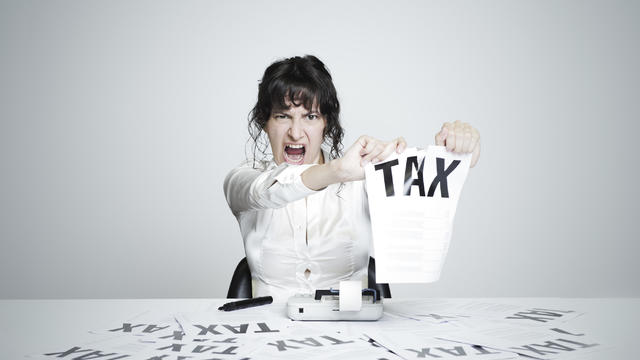 Woman frightened by taxes 