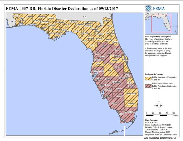 FEMA-4337-DR, Florida Disaster Declaration as of 09/13/2017 