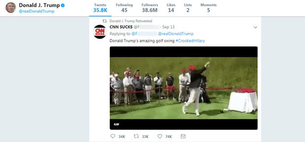 Trump Tweet Golf Clinton 