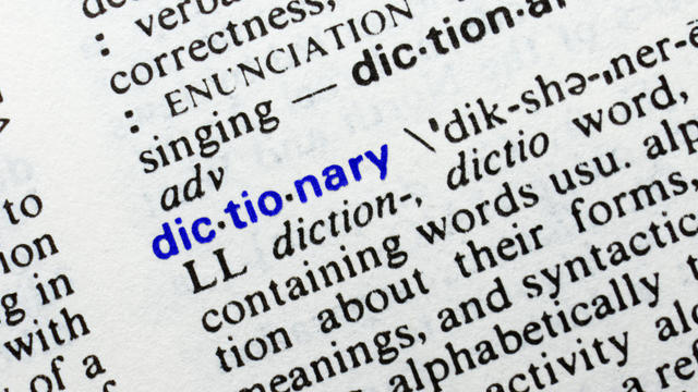 Dictionary. Closeup of dictionary word entry. 