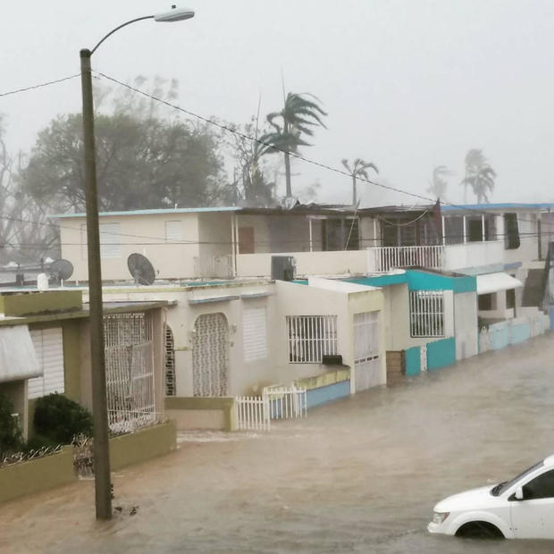 A flooded road is seen after Hurricane Maria hit Puerto Rico 
