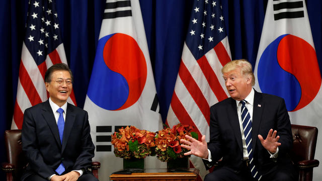 U.S. President Donald Trump meets with South Korean president Moon Jae-in in New York 